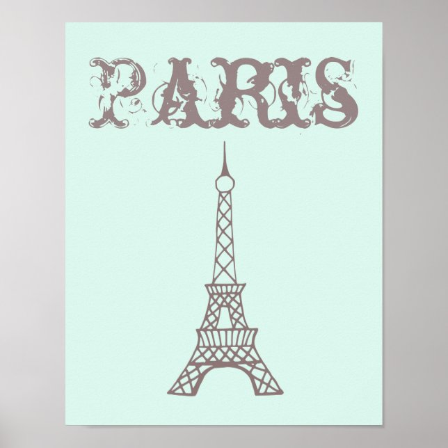 Mini Green Eiffel Tower Wall Art Poster Print (Vorne)