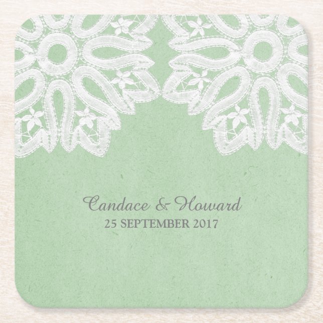 Mini Green Elegant Lace Paper Untersetzer (Vorderseite)