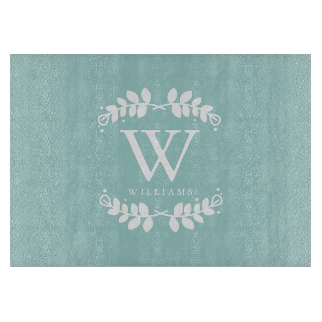 Mini Green Family Monogram Schneidebrett (Vorderseite)
