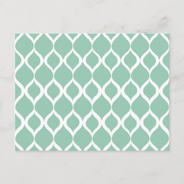 Mini Green Geometric Ikat Tribal Print Pattern Postkarte (Vorderseite)