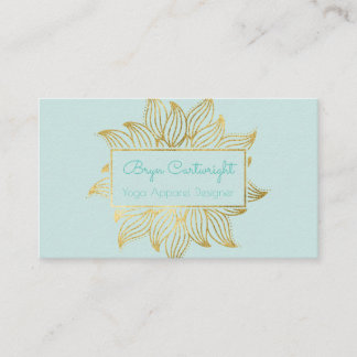 Mini Green Gold Lotus Mandala Business Card Visitenkarte