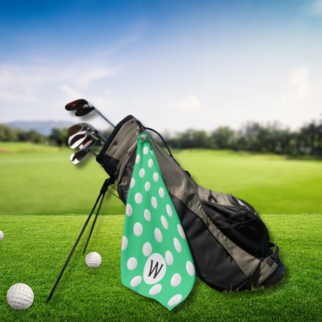 Mini Green Golf Ball Muster Monogram Personalisier Golfhandtuch (Von Creator hochgeladen)
