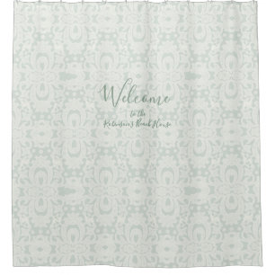 Mini Green Gray Beach Ozean Damask Brocade Muster Duschvorhang