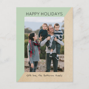 Mini Green Modern Slant Holiday Foto Postkarte