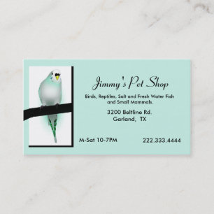Mini Green Parakeet Pet Store Business Card Visitenkarte