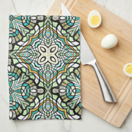 Mini Green Türkise Angesagt Bohemisch Bali Art Mot Geschirrtuch