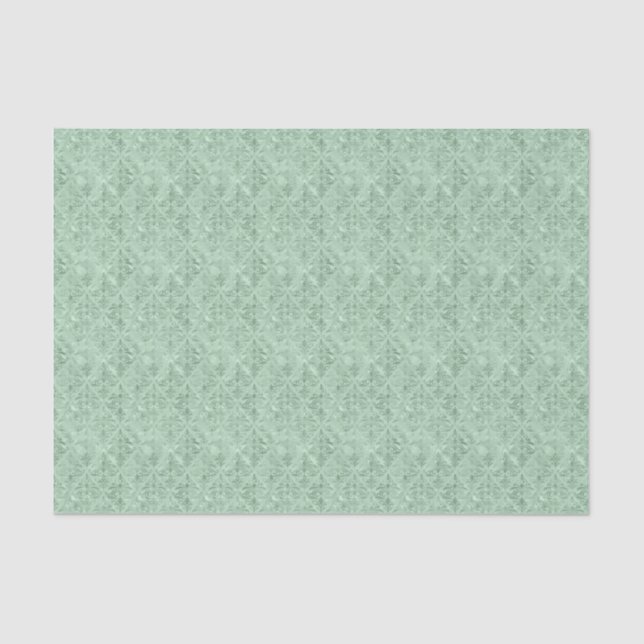 Mini Green Viktorianisch Style Damask Luxusdekoupa Seidenpapier (Vorderseite)
