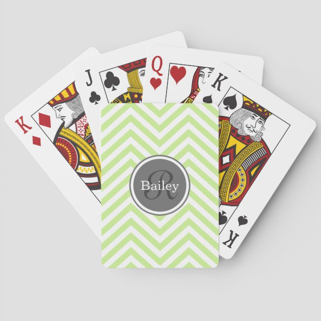 Mini Green Zickzack Monogram Spielkarten (Rückseite)
