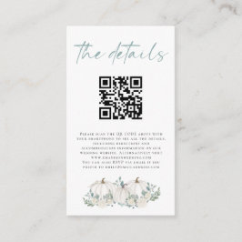 Mini-Größe White Pumpkins QR Code Hochzeitdetails Begleitkarte