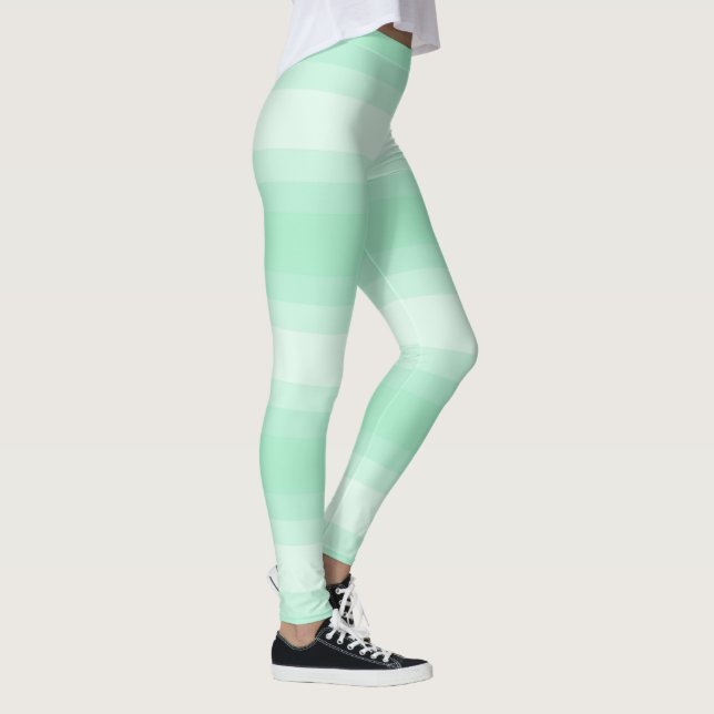 Mini-grüne weiße Streifen Vorlage Trendy Modern Leggings (Rechts)