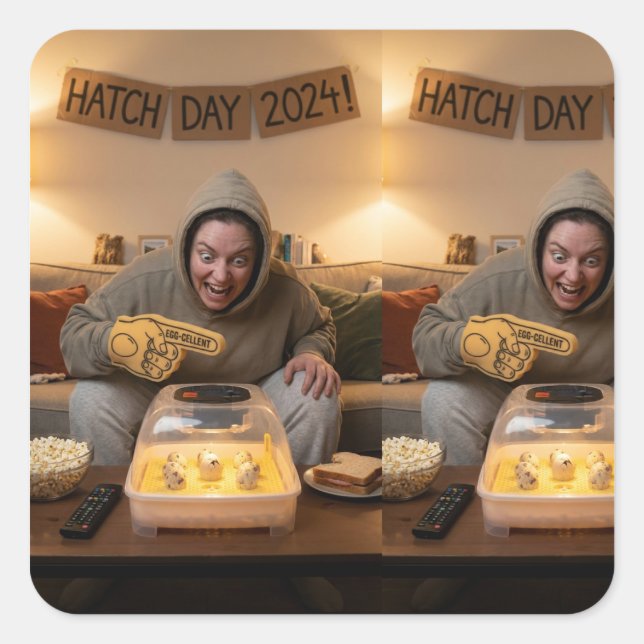 Mini Hatch Celebration – Spaß-Sticker Quadratischer Aufkleber (Vorderseite)