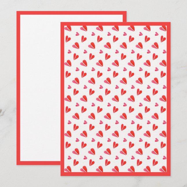 MINI HEARTS 12x18 Blank Flat Card / Rot Mitteilungskarte (Vorne/Hinten)