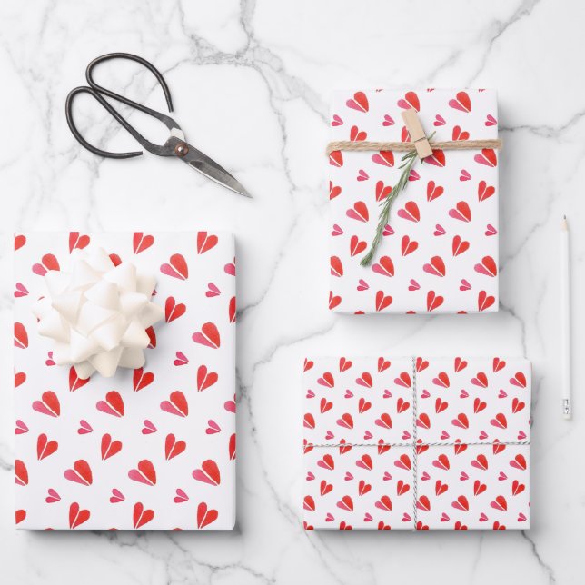 MINI HEARTS Flachblattumschlagpapier Geschenkpapier Set (Vorderseite)
