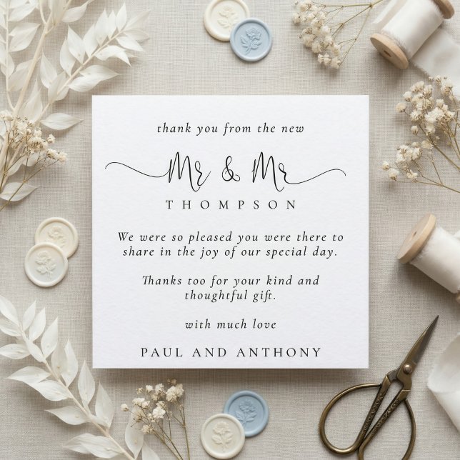 MINI Herr Stylish Script Wedding Vielen Dank Mitteilungskarte (Von Creator hochgeladen)