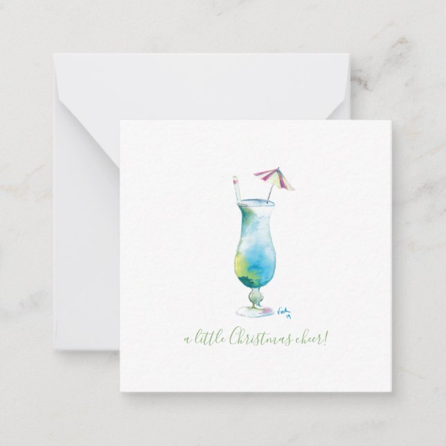 Mini Holiday Blue Hawaii Cocktail Mitteilungskarte (Vorderseite)