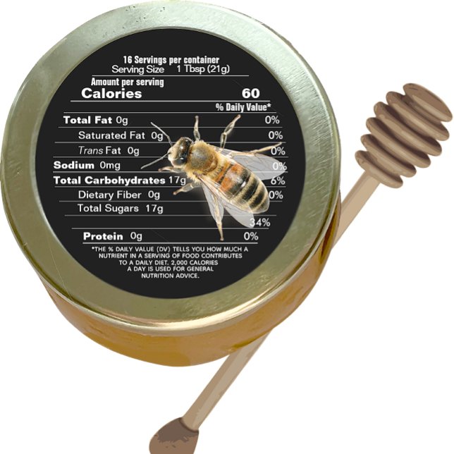 Mini Honey Lid Label Black Nutrition Fakt mit Bien Runder Aufkleber (Von Creator hochgeladen)