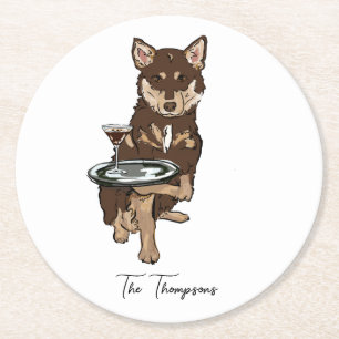 Mini Husky Hochzeit Runder Pappuntersetzer