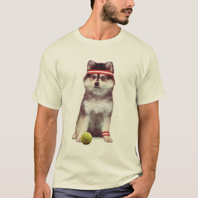 Mini-Husky Tennis Time T-Shirt (Vorderseite)
