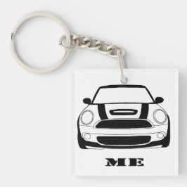 MINI ich Schlüsselkette - 2 versahen Quadrat mit Schlüsselanhänger