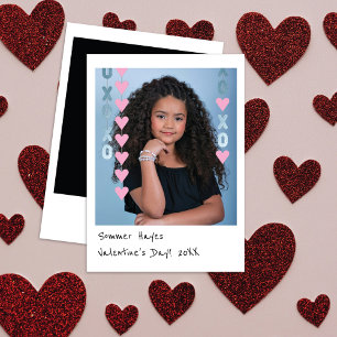 Mini-Instantfoto Valentinstagskarte   Blau & Rosa Mitteilungskarte