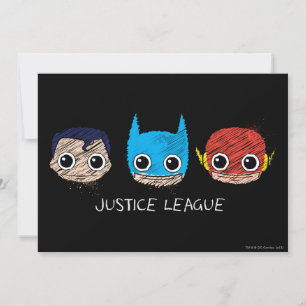 Mini Justice League Heads Sketch Einladung
