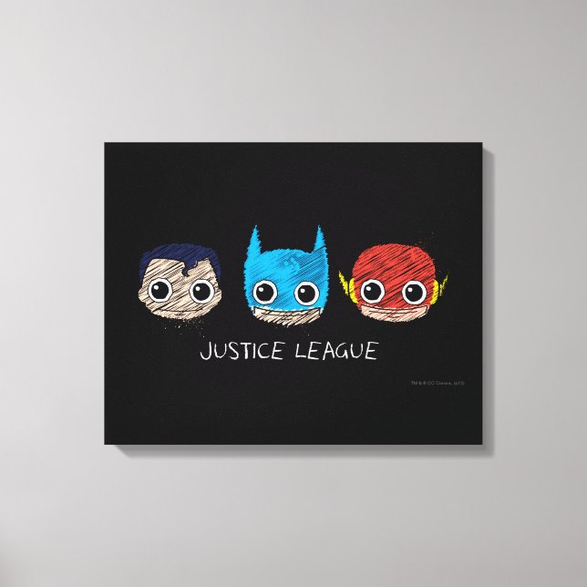 Mini Justice League Heads Sketch Leinwanddruck (Vorderseite)