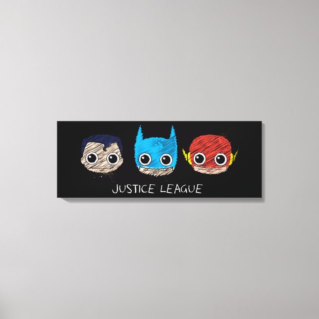 Mini Justice League Heads Sketch Leinwanddruck (Vorderseite)