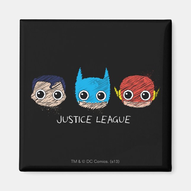 Mini Justice League Heads Sketch Magnet (Vorne)