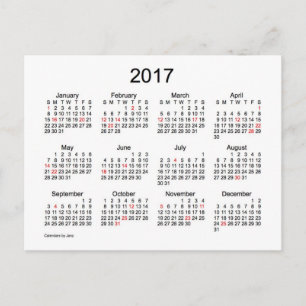 Mini Kalender 2017 von Janz mit Feiertagen Postkarte