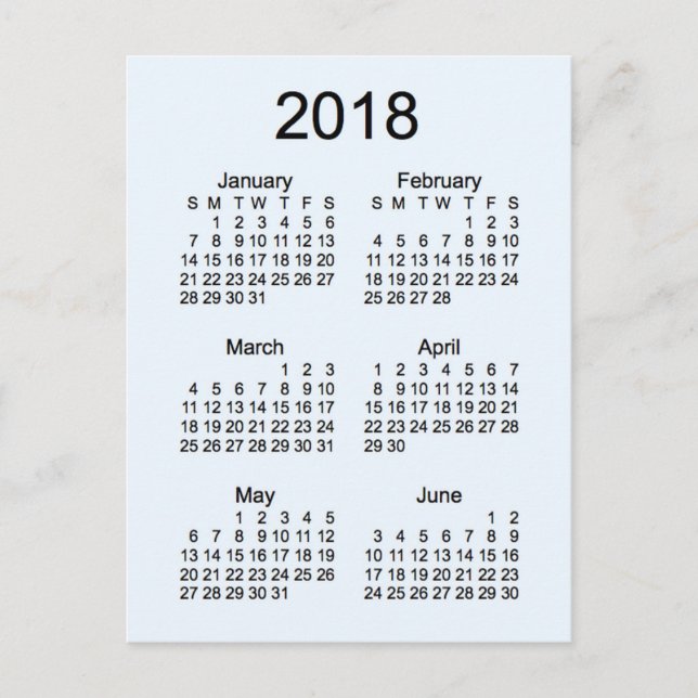 Mini-Kalender 2018, 6 Monate Postkarte (Vorderseite)