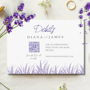 Mini-Kalligrafie-Details QR-Code Lavendel-Hochzeit Begleitkarte