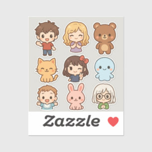 Mini Kawaii Chibi Aufkleberbogen – Kinder & Tiere Aufkleber