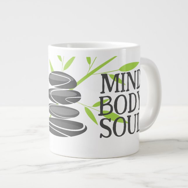 Mini Körper Soul Zen Spirituosen Steine und Bambus Jumbo-Tasse (Vorderseite Rechts)