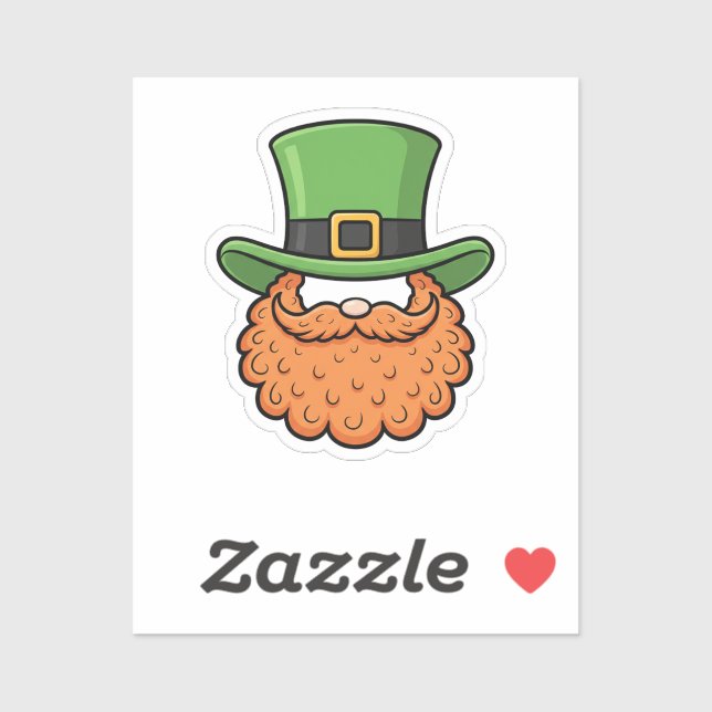 Mini Leprechaun Green Hat Orange Beard St Patrick Aufkleber (Blatt)