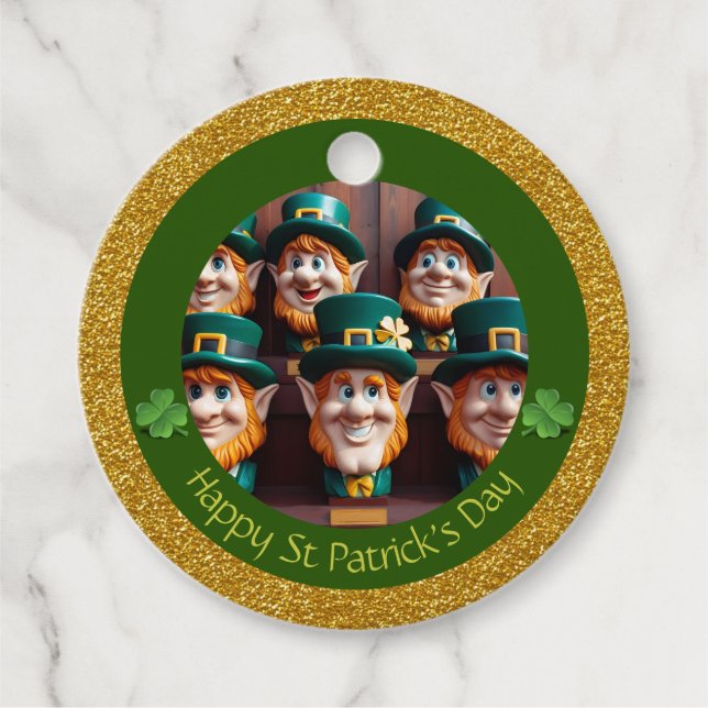Mini Leprechaun St Patrick's Day Dank RFT12 Geschenkanhänger (Vorderseite)