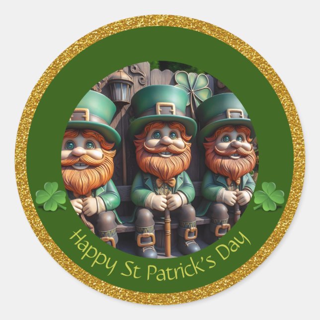 Mini Leprechaun St Patrick's Day dank RS10 Runder Aufkleber (Vorderseite)