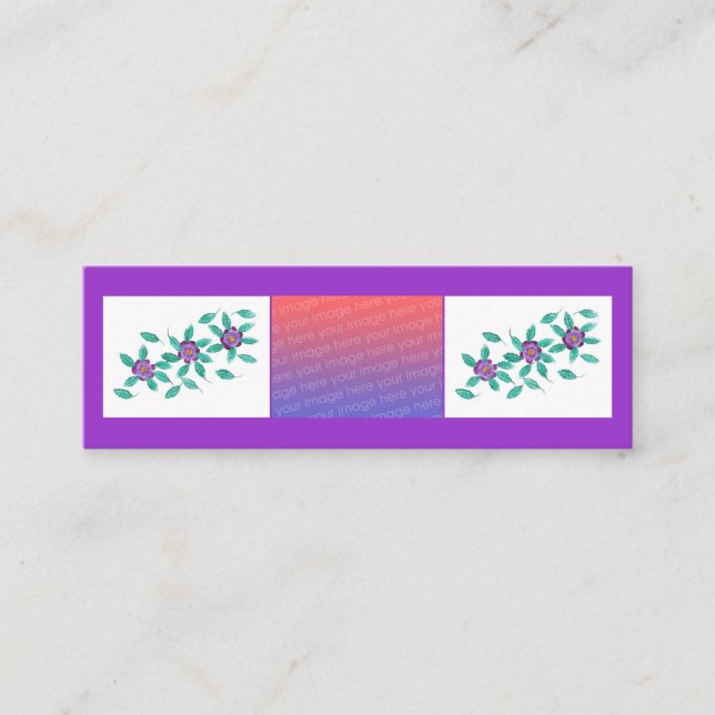 Mini Lesezeichen Cards Purple Blumen Ihr Foto Visitenkarte (Vorderseite)