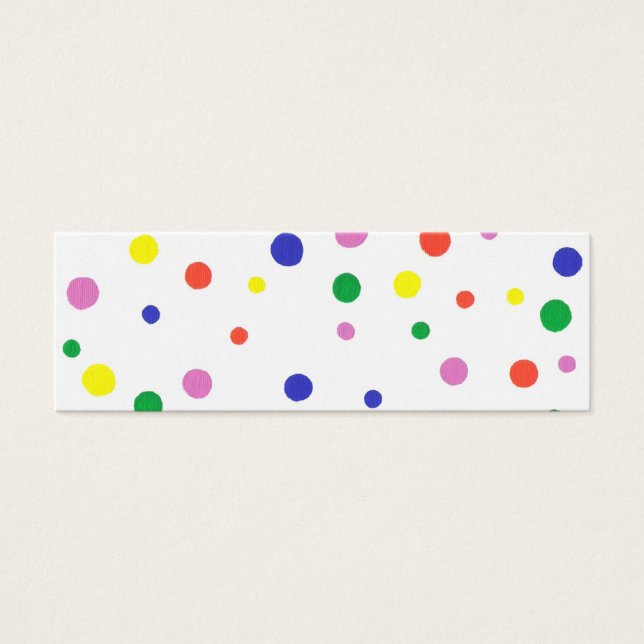 Mini-Lesezeichen-Karte mit bunten Polka-Punkten (Vorderseite)