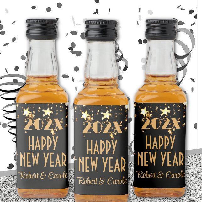Mini Liquor (10) Black & Gold Happy New Year Mini Alkoholflaschenetikett (Von Creator hochgeladen)