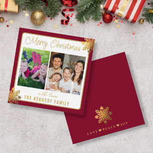 Mini-Malven-Rand-Gold-Schneeflocken-Weihnachtsfoto Mitteilungskarte
