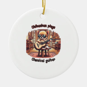 Mini-Meister-Chihuahua-Gitarrist Keramik Ornament