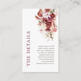 Mini Modern Dusty Rosewood QR Wedding Details  Begleitkarte