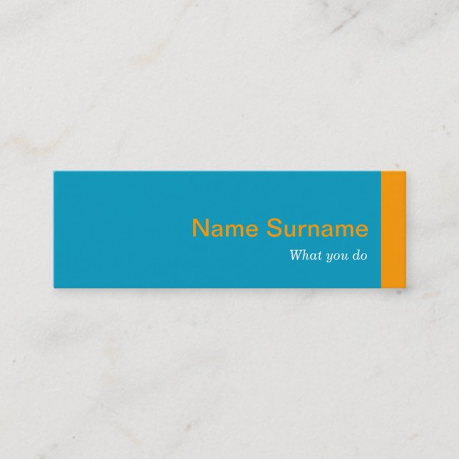 Mini Modern Turquoise Orange Profile Business Card Mini Visitenkarte (Vorderseite)