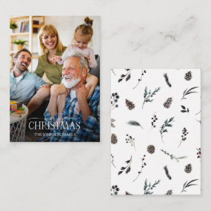 Mini Modern White Winter Frohe Weihnachten Foto Mitteilungskarte