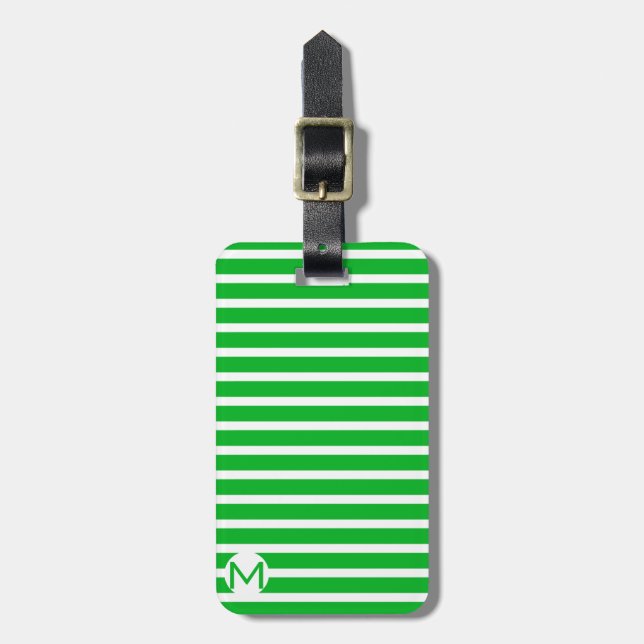 Mini Monogram Green Strip Gepäckanhänger (Vorderseite vertikal)