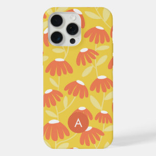 Mini Monogramm Anfangsbuchstabe Gelb/Orange Blumen iPhone 15 Pro Max Hülle
