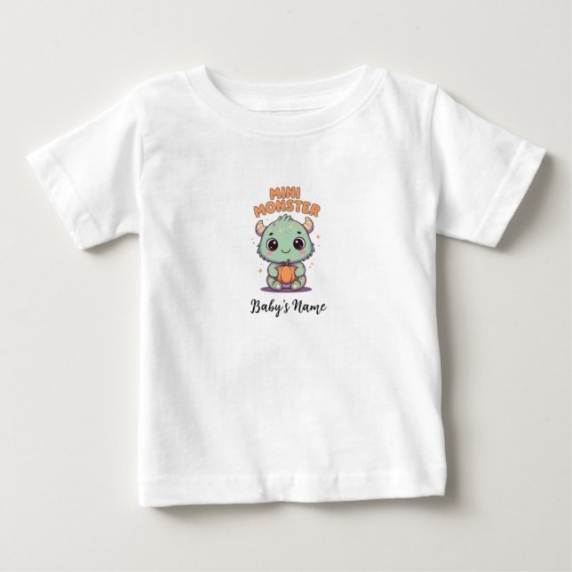 Mini Monster Personalisiert Baby Halloween T - Shi T-shirt (Vorderseite)