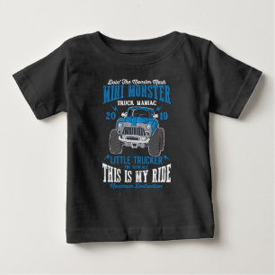 Mini Monster Truck Manic Little Trucker Boy Bab Baby T-shirt