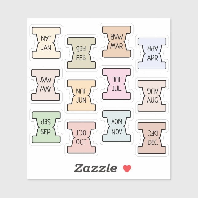 Mini Monthly Index Tab Pastel Bujo Planner Folded  Aufkleber (Blatt)