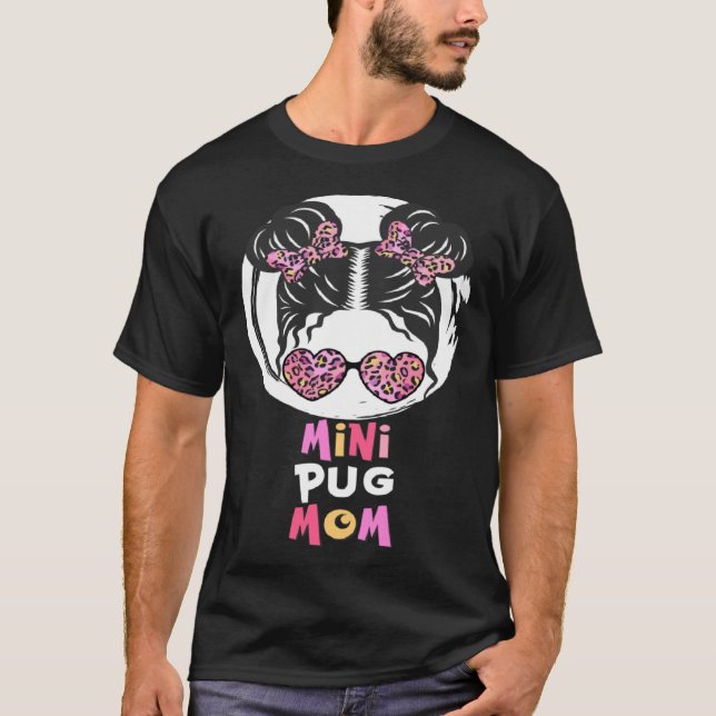 Mini-Mops-Mama Mops-Hund kleines Mädchen süß T-Shirt (Vorderseite)